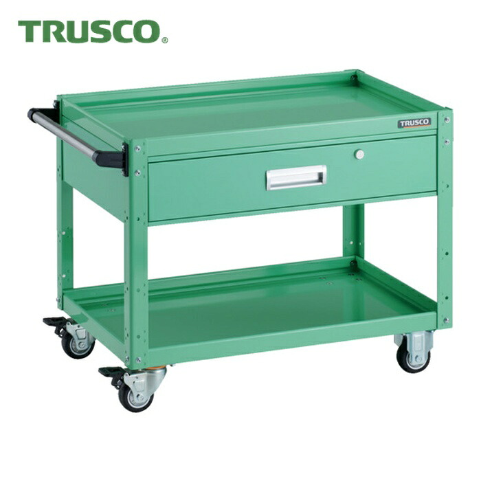 トラスコ TRUSCO ツールワゴン イーグルワゴン 750&times;500 深型1段引出付 ウレタン車輪 ヤンググリーン (1台) EGW-672YU-YG｜工具ランドこだわり館 32,981円