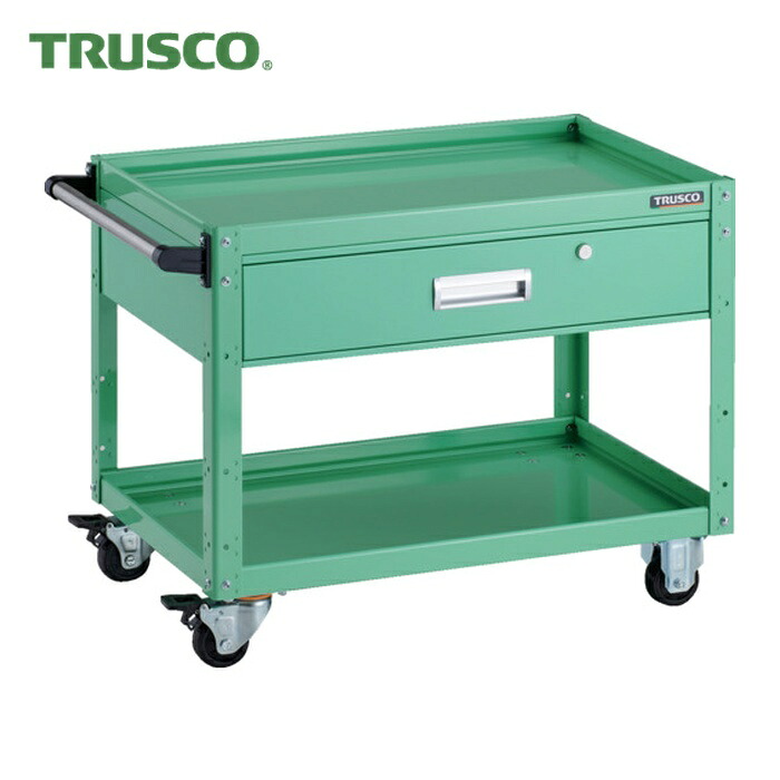 トラスコ TRUSCO 手道具手押し車 鷲手押し車 750X500XH600 深型1段引出付 若い者緑であること (1台) EGW-672Y-YG