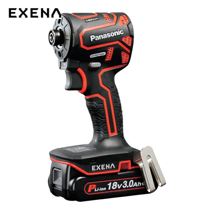 パナソニック EXENA EZ1PD1N18D-R 充電インパクトドライバー 18V3.0Ah電池セット品 赤 (1台)