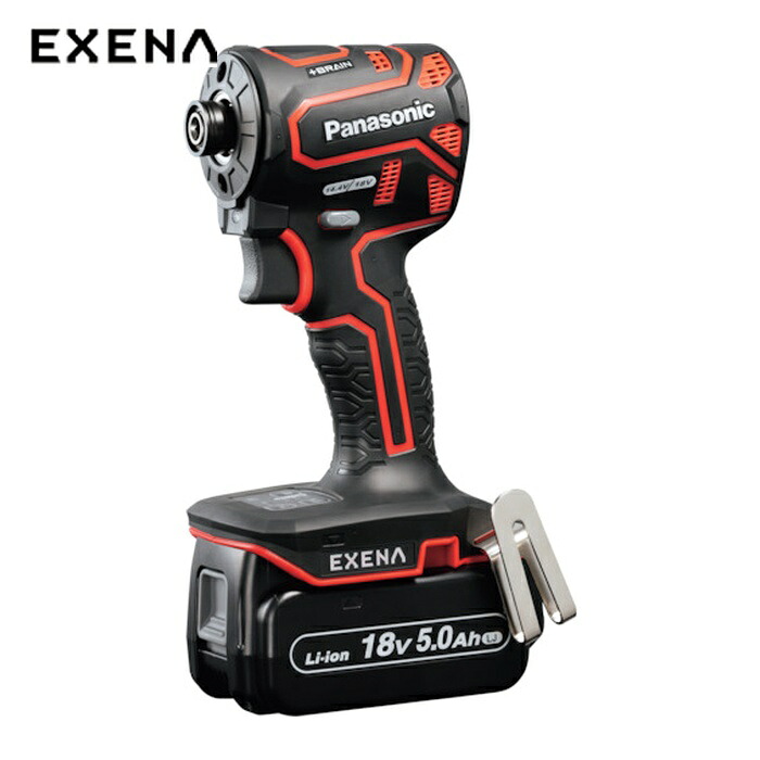 パナソニック EXENA EZ1PD1J18D-R 充電インパクトドライバー 18V5.0Ah電池セット品 赤 (1台)