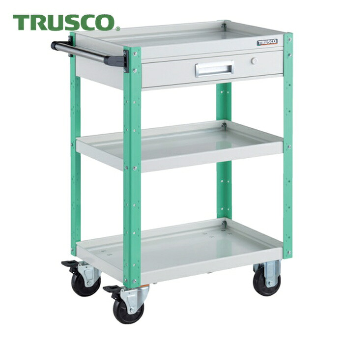 トラスコ TRUSCO ツールワゴン イーグルワゴン 600X400XH880 引出付 ホワイト/ヤンググリーン (1台) EGW-963V-WYG｜工具ランドこだわり館
