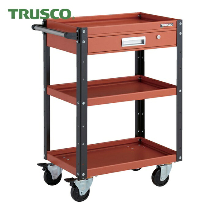 トラスコ TRUSCO ツールワゴン イーグルワゴン 600X400XH880 引出付 4輪自在 オレンジ/ブラック (1台) EGW-963VJ-ORBK