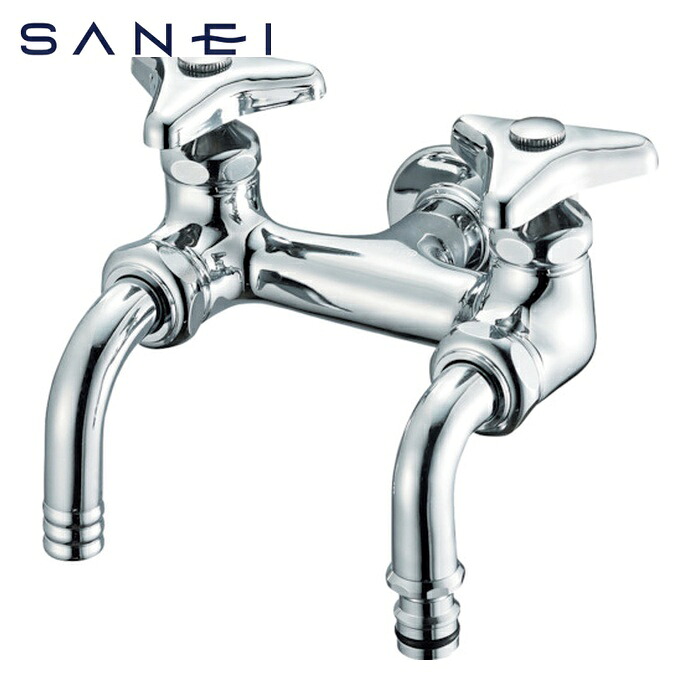 SANEI 三栄水栓 F136K-13 散水用二口介護ホーム水栓 呼び13 冷ややかさ地用 PJ1/2 (1個)