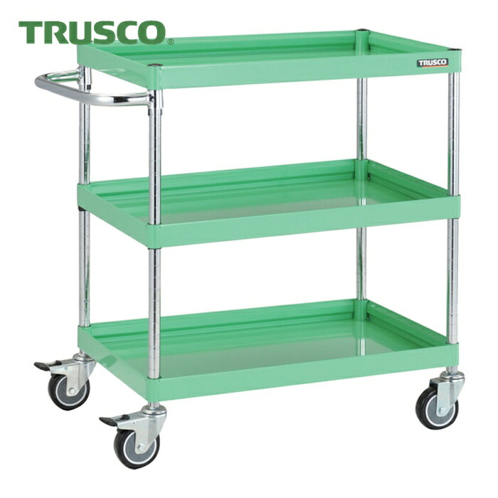 トラスコ TRUSCO ツールワゴン ファルコンワゴン 750×500 ウレタン車輪 ヤンググリーン (1台) FAW-973U-YG