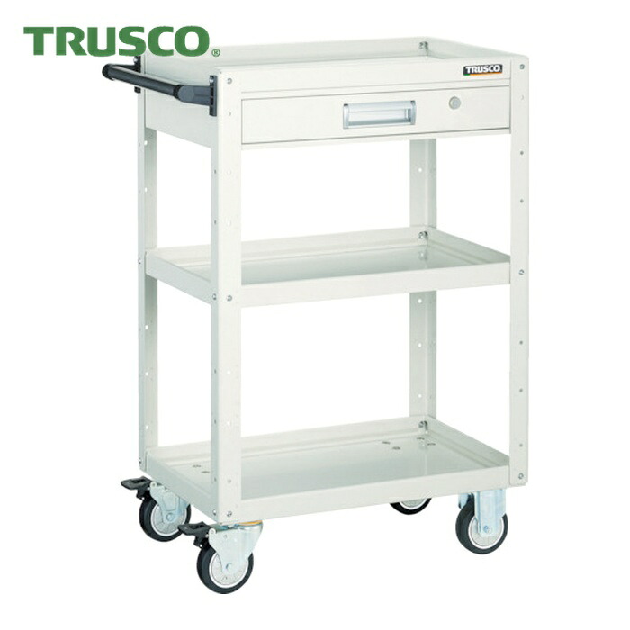 トラスコ TRUSCO ツールワゴン イーグルワゴン 750×500×H880 引出付 ウレタン車輪 ホワイト (1台) EGW-973VU-W