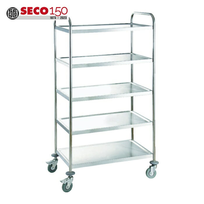 SECO SUS403 ステンレス製ワゴン 100ゴムキャスター 5段 (1台) ESW-500|工具ランドこだわり館