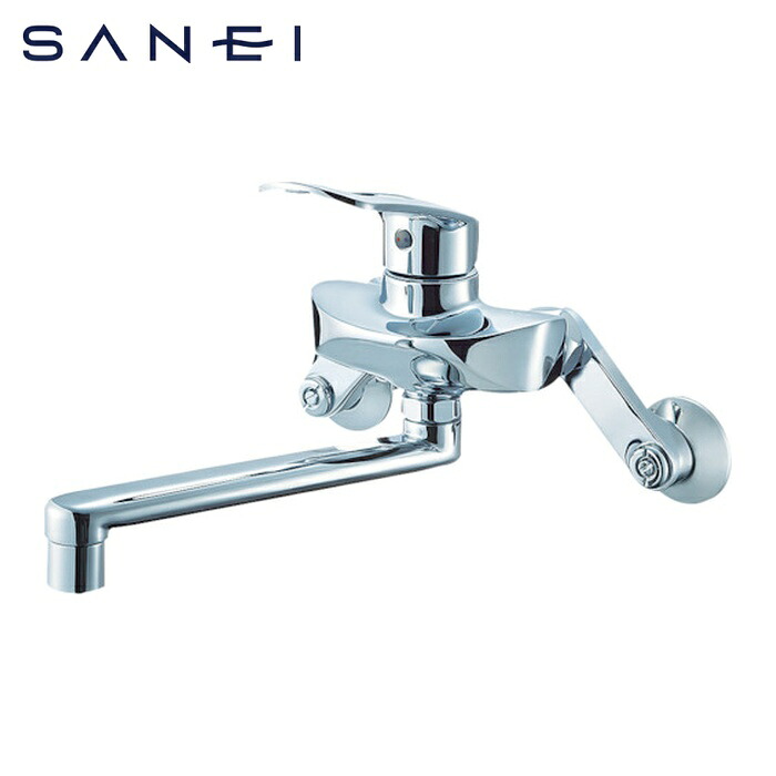 SANEI 三栄水栓 K1712E2K-13 シングル混合栓 キッチン用 オールメッキ 寒冷地用 パイプ190mm (1台)|工具ランドこだわり館