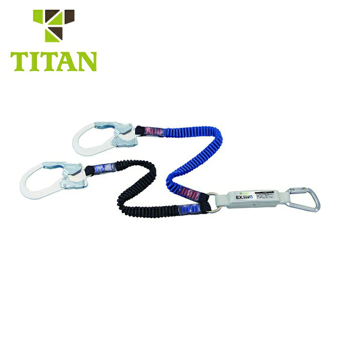 タイタン TITAN EX-zero 伸縮ストラップ式 TYPE-1 ランヤードブラック/ブルー (ダブル) (1本) HL-ZCW