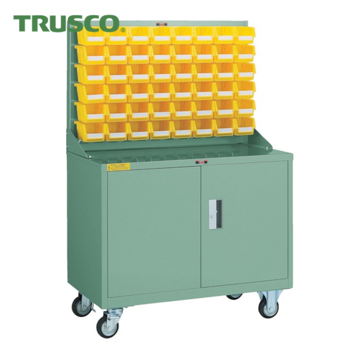 トラスコ TRUSCO パネルコンテナラック 民族大移動式蔵入り庫付 容れもの小X48 (1台) HT-0648N-C