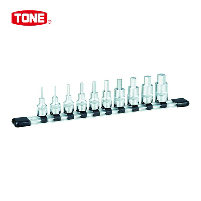 TONE トネ HHB310 ヘキサゴンソケットセット(インチホルダー付) 10pcs 差込角9.5mm (1S)