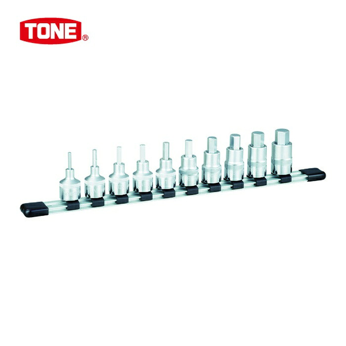 TONE トネ HHB410 ヘキサゴンソケットセット(インチホルダー付) 10pcs 差込角12.7mm (1S)