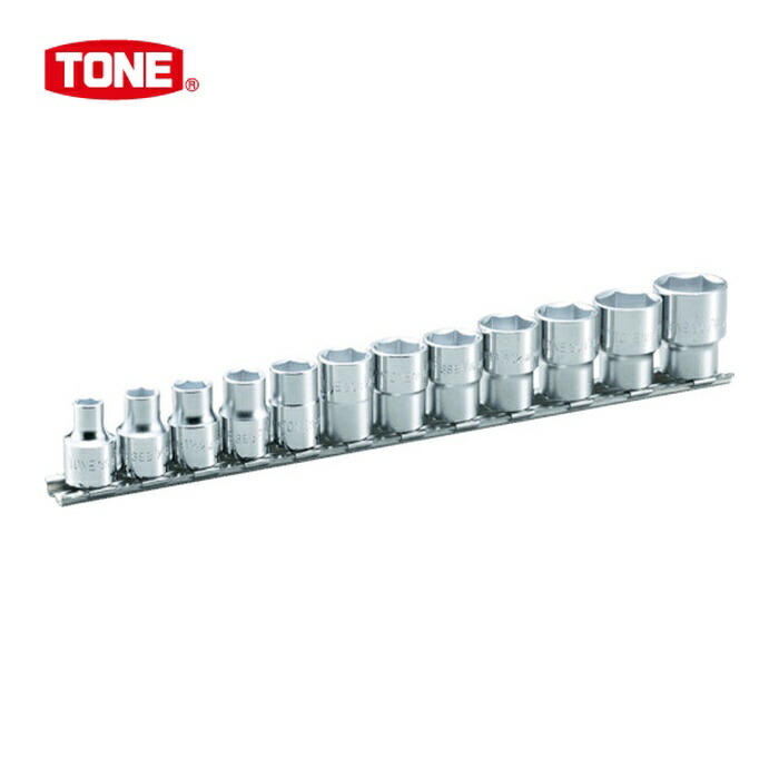 TONE トネ HSB312 ソケットセット(インチ) (6角・ホルダー付) 吋目 12pcs 差込角9.5mm (1S)