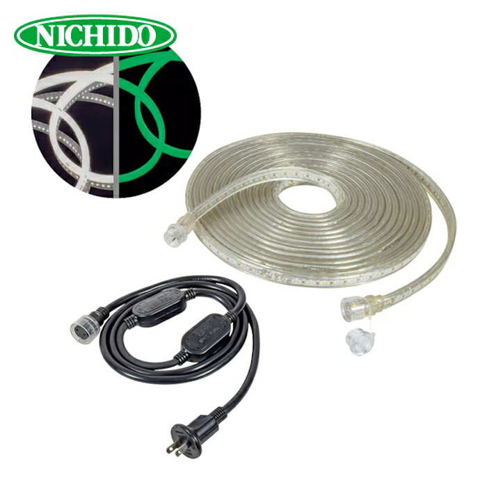 日動産業 NICHIDO LECN-R10天使の都市-LW LEDコネクト生産ライン 両面発しる 10m 白 蓄光手合い (1本)