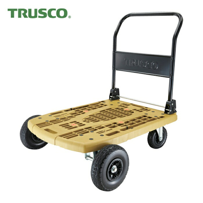 トラスコ TRUSCO 脂手押し車 カルティオビッグオフロード 900X600 ノーパンクタイヤ  オリーブ (1台) MPK906N-OR-OG