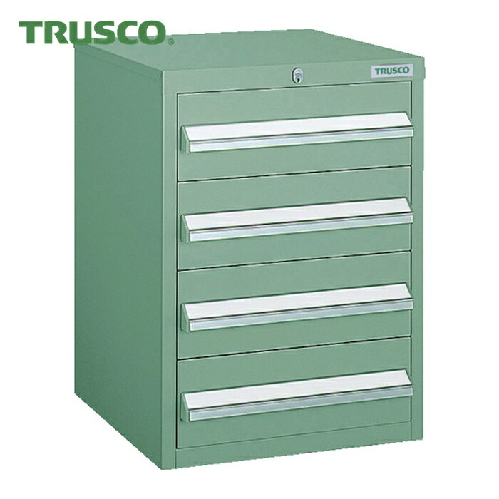 トラスコ TRUSCO LVR型キャビネット 392X412XH540 引出4段 (1台) LVR-542 (GN)|工具ランドこだわり館