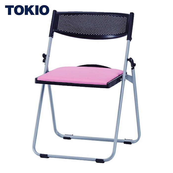 TOKIO アルミパイプ椅子 座面パッド付折りたたみチェア パステルピンク (1脚) NFA-700-PP