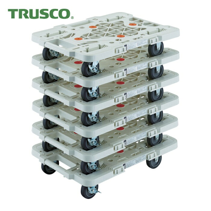 トラスコ TRUSCO まとめ買い 樹脂製平台車 ルートバン MPK-500S-W 6台セット (1S) MPK-500S-W-M6
