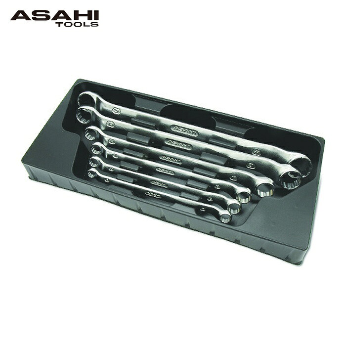 旭金属工業 ASH OLS060 レボウェーブ両口めがねレンチ6丁組セット8X10-22X24 (1S)