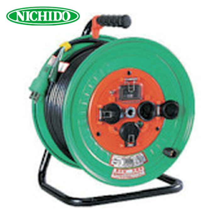 日動工業 NICHIDO NW-EB33F 電工ドラム 屋外型 漏電保護専用ブレーカ付 極太電線 30m (1台)|工具ランドこだわり館