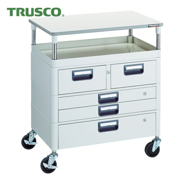 トラスコ TRUSCO 物の具手押し車 アリゾナ州の州都手押し車 省音 750X500 H880 引出付 天板付 白いこと (1台) PEW-971VXWT-W