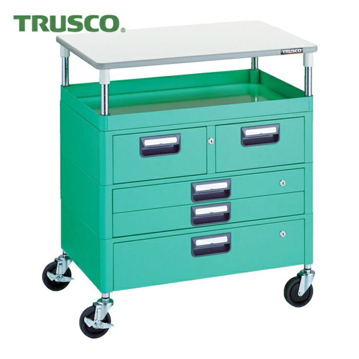 トラスコ TRUSCO 物の具手押し車 アリゾナ州の州都手押し車 省音 750X500 H880 引出付 天板付 若い衆緑であること (1台) PEW-971VXWT-YG
