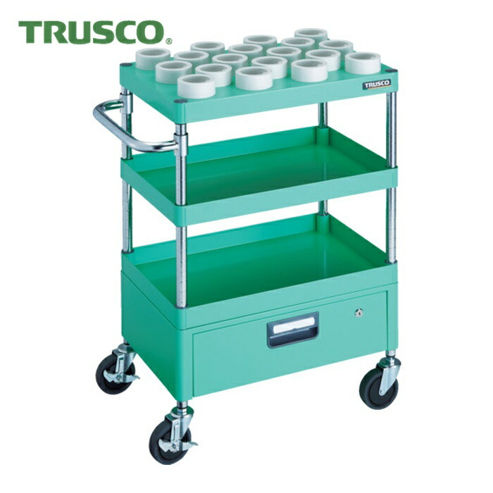 トラスコ TRUSCO ツールワゴン フェニックスワゴン 600X400 1段引出付 HSK63A ヤンググリーン (1台) PEW-TL962EV-YG