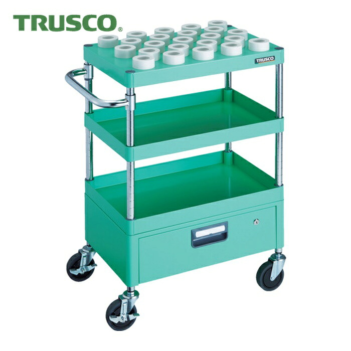 トラスコ TRUSCO ツールワゴン フェニックスワゴン 600X400 1段引出付 HSK40A ヤンググリーン (1台) PEW-TL962FV-YG
