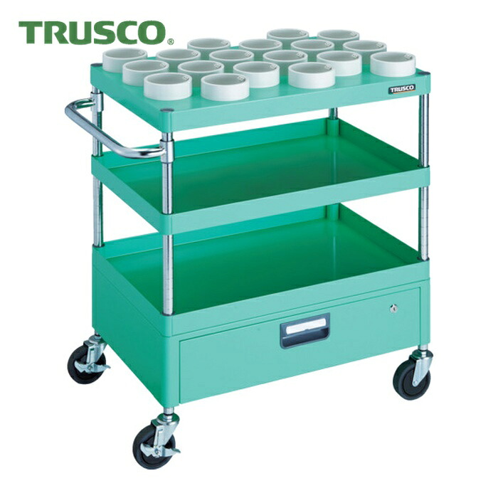 トラスコ TRUSCO ツールワゴン フェニックスワゴン 750X500 1段引出付 HSK100A ヤンググリーン (1台) PEW-TL972DV-YG