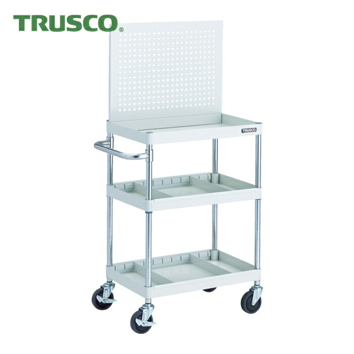 トラスコ TRUSCO ツールワゴン フェニックスワゴン 省音 600X400 仕切2段付 上部パンチングパネル仕様 ホワイト (1台) PEW-P963S2-W 26,852円
