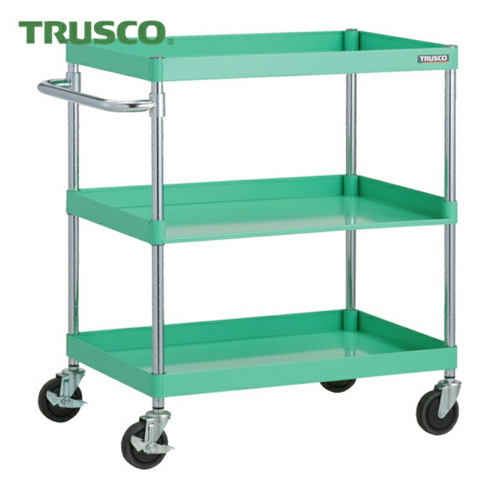 トラスコ TRUSCO ツールワゴン フェニックスワゴン 省音 750X500XH880 3方棚板付 ヤンググリーン (1台) PEW-972H1-YG