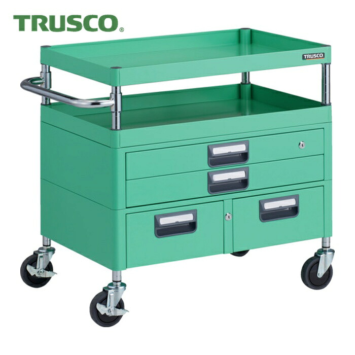 トラスコ TRUSCO ツールワゴン フェニックスワゴン 抗菌 省音 750X500XH740 引出付 ヤンググリーン (1台) PEW-772XW-YG｜工具ランドこだわり館