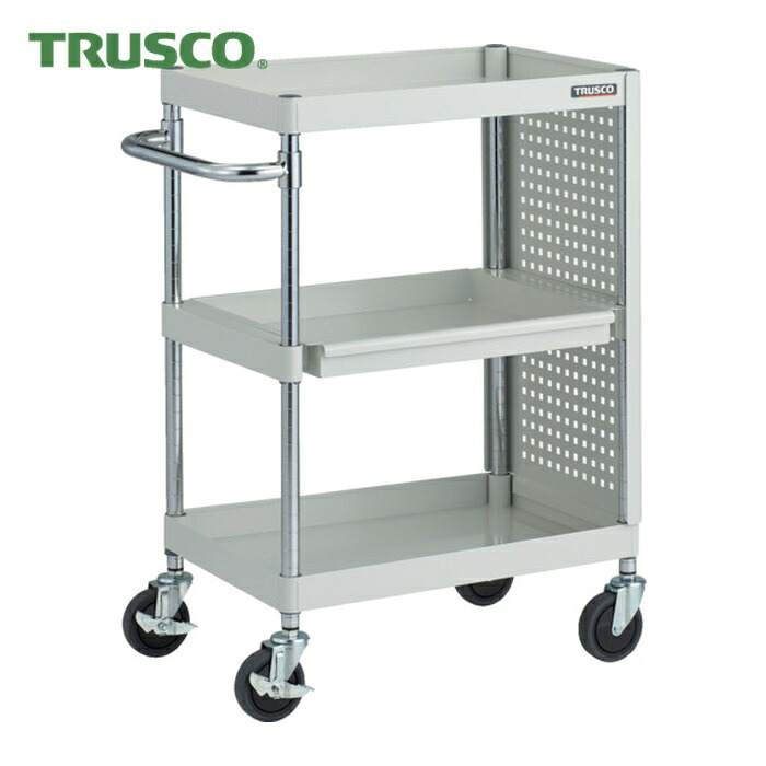 トラスコ TRUSCO ツールワゴン フェニックスワゴン 抗菌 省音 600X400 スライド1段 側面パネル付 ホワイト (1台) PEW-962M1PL-W｜工具ランドこだわり館