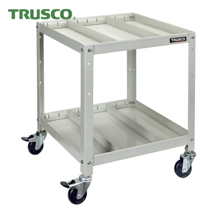 トラスコ TRUSCO 物の具手押し車 ラビットワゴン 500X500 中仕切り2段付 天然ゴム拷問台 白いこと (1台) RBW-652S2 W