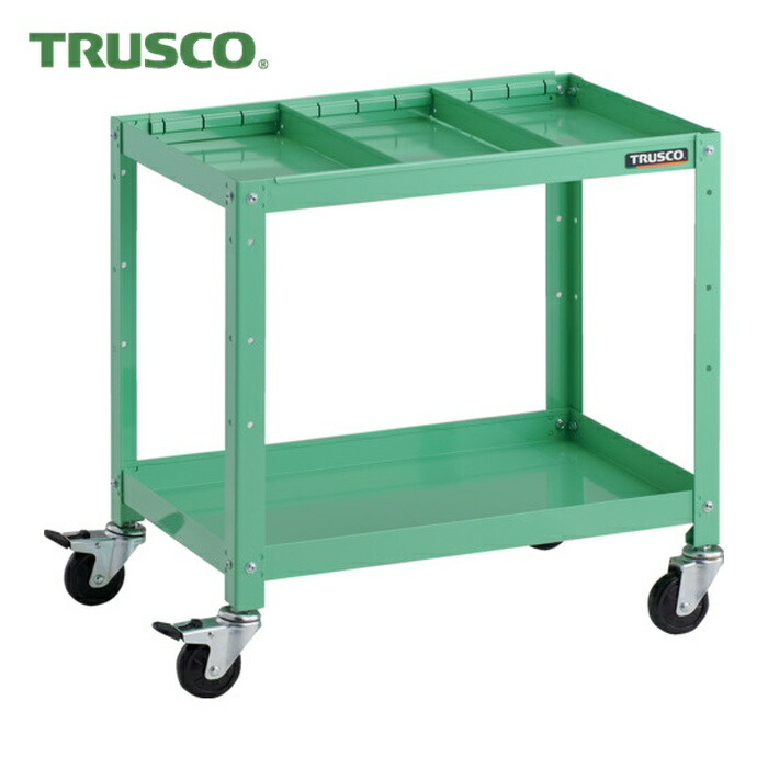 トラスコ TRUSCO 物の具手押し車 ラビットワゴン 600X400 中仕切り2段付 天然ゴム拷問台 若い衆緑であること (1台) RBW-662S2 YG