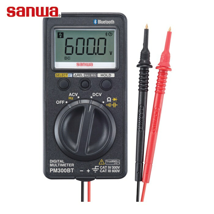 三和電気計器 SANWA PM300BT Bluetooth対応ポケット型デジタルマルチメータ (1台)|工具ランドこだわり館