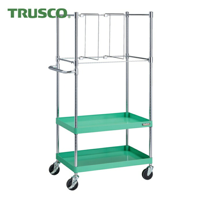 トラスコ TRUSCO ツールワゴン フェニックスワゴン 省音 750X500XH1500 立掛け用 ヤンググリーン (1台) PEW-1572KS-YG