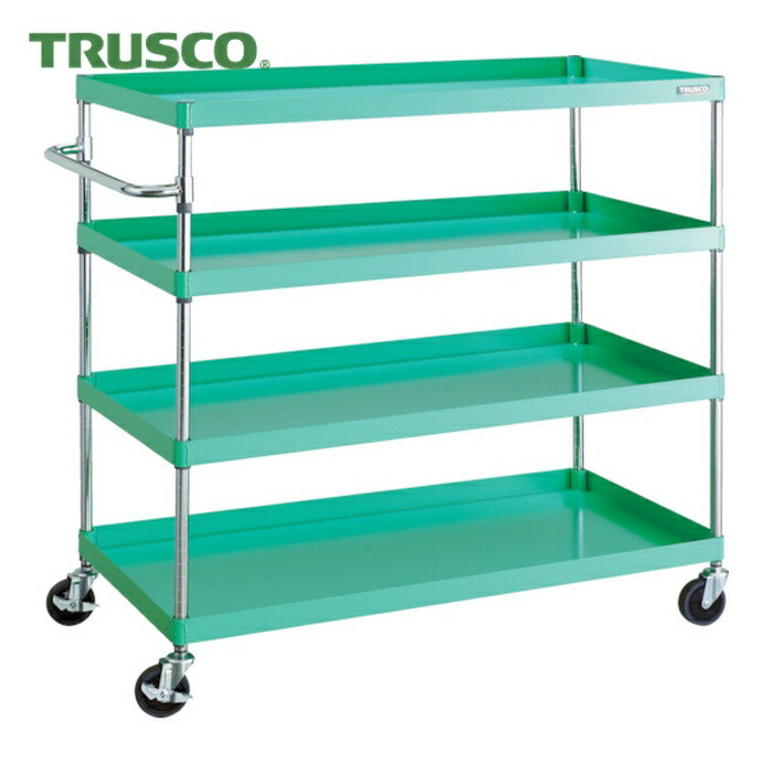 トラスコ TRUSCO ツールワゴン フェニックスワゴン 省音 1200X600XH1200 4段 ヤンググリーン (1台) PEW-12124-YG