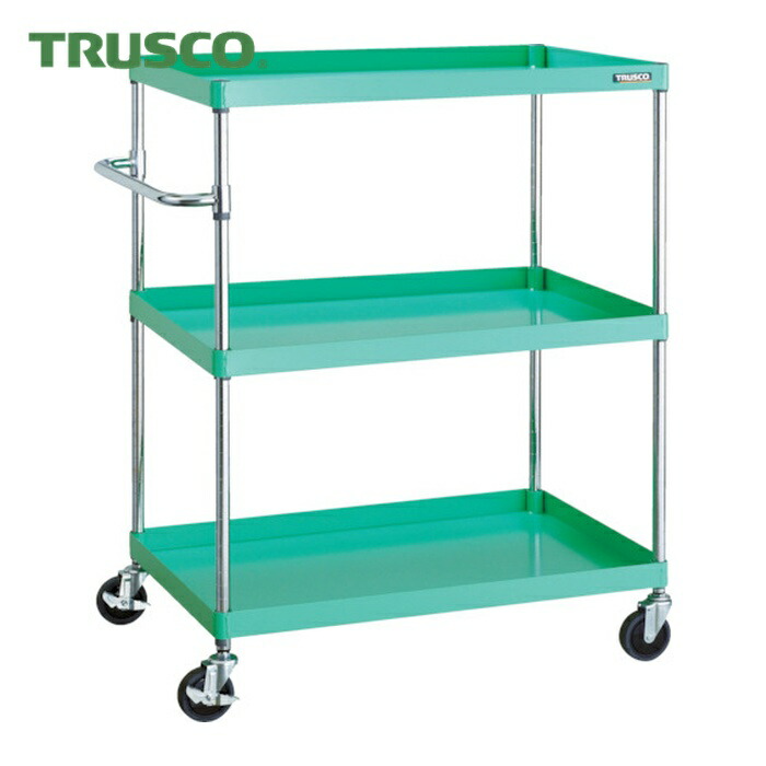 トラスコ TRUSCO ツールワゴン フェニックスワゴン 省音 900X600XH1200 3段 ヤンググリーン (1台) PEW-1293-YG