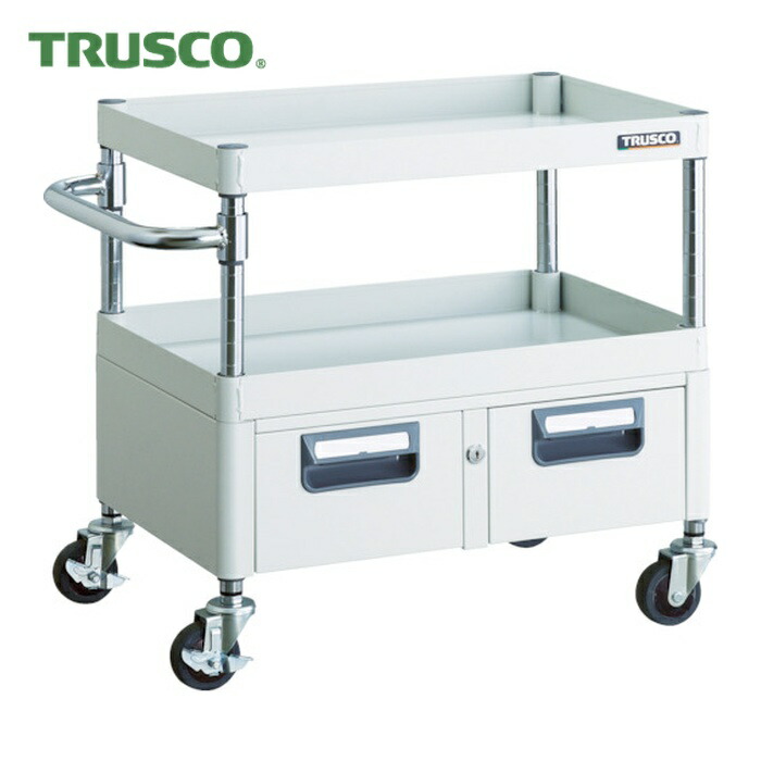 トラスコ TRUSCO ツールワゴン フェニックスワゴン 省音 600X400XH600 2列引出付 ホワイト (1台) PEW-662W-W