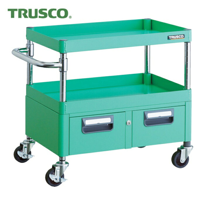 トラスコ TRUSCO ツールワゴン フェニックスワゴン 省音 600X400XH600 2列引出付 ヤンググリーン (1台) PEW-662W-YG