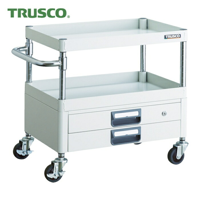 トラスコ TRUSCO ツールワゴン フェニックスワゴン 省音 600X400XH600 2段引出付 ホワイト (1台) PEW-662X-W