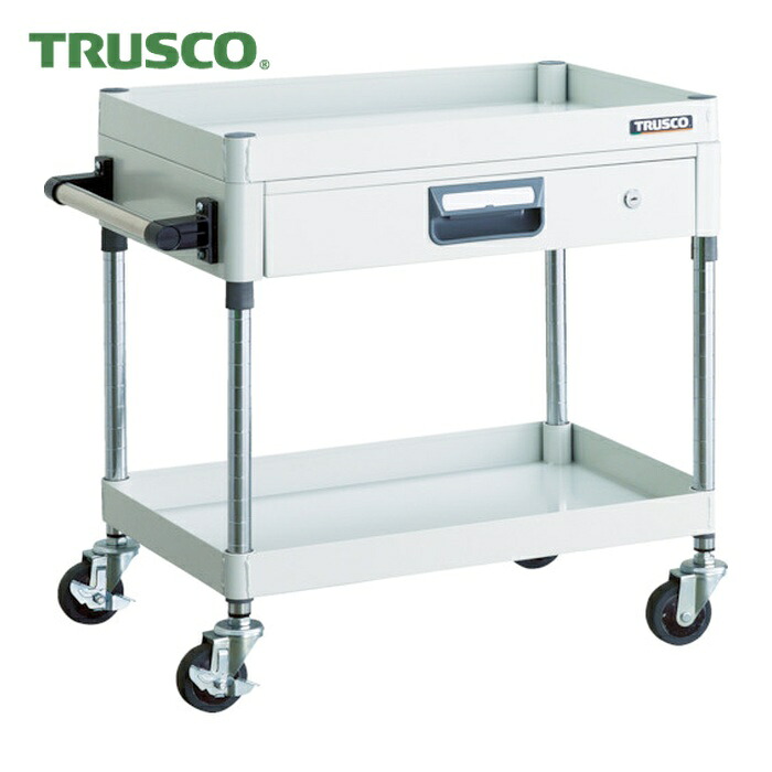 トラスコ TRUSCO ツールワゴン フェニックスワゴン 省音 600X400 薄型1段引出付 ホワイト (1台) PEW-662Z-W