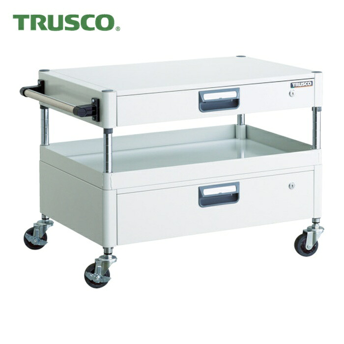トラスコ TRUSCO ツールワゴン フェニックスワゴン 省音 750X500XH600 引出付 ホワイト (1台) PEW-671VZ-W