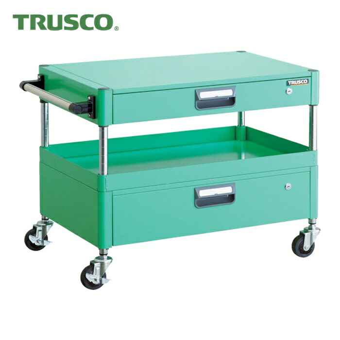 トラスコ TRUSCO ツールワゴン フェニックスワゴン 省音 750X500XH600 引出付 ヤンググリーン (1台) PEW-671VZ-YG