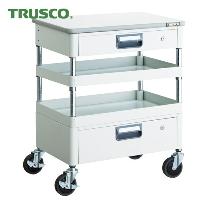 トラスコ TRUSCO ツールワゴン フェニックスワゴン 省音 600X400XH740 引出 天板付 ホワイト (1台) PEW-762VZT-W 40,606円