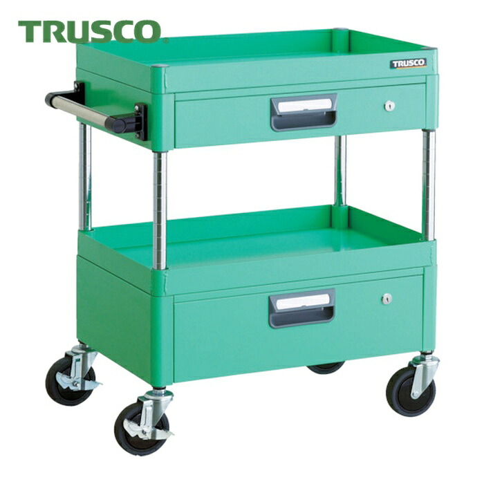 トラスコ TRUSCO ツールワゴン フェニックスワゴン 省音 600X400XH740 引出付 ヤンググリーン (1台) PEW-762VZ-YG