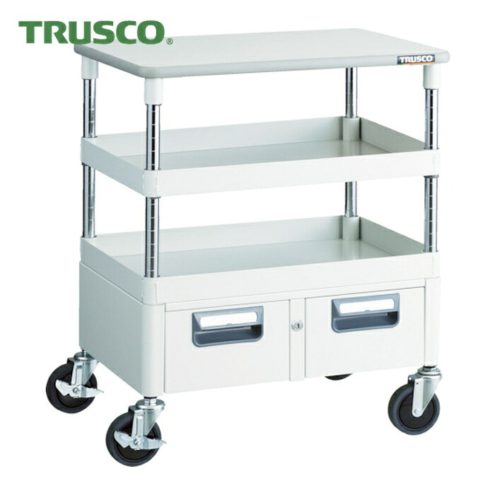 トラスコ TRUSCO ツールワゴン フェニックスワゴン 省音 600X400XH740 引出 天板付 ホワイト (1台) PEW-762WT-W
