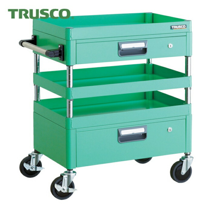 トラスコ TRUSCO ツールワゴン フェニックスワゴン 省音 600X400XH740 引出付 ヤンググリーン (1台) PEW-763VZ-YG