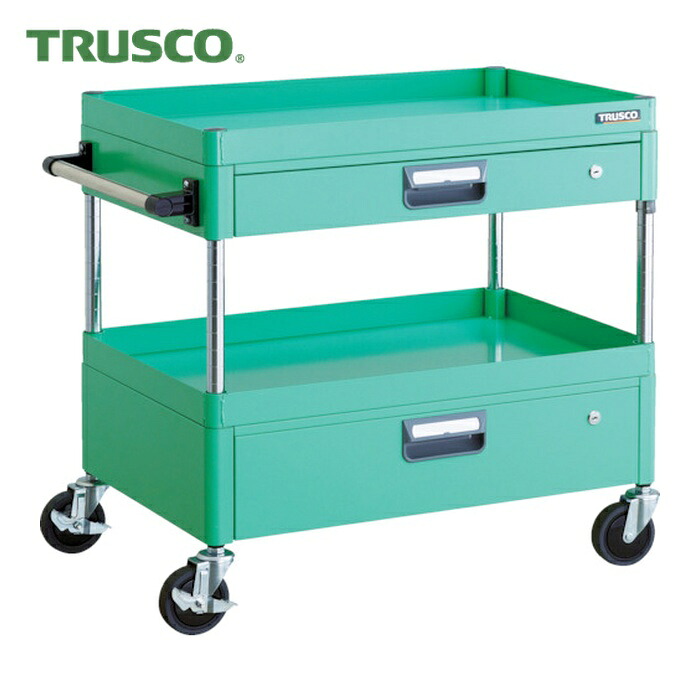 トラスコ TRUSCO ツールワゴン フェニックスワゴン 省音 750X500XH740 引出付 ヤンググリーン (1台) PEW-772VZ-YG