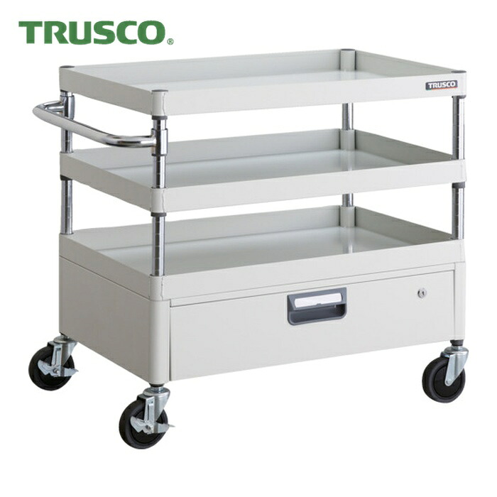 トラスコ TRUSCO ツールワゴン フェニックスワゴン 省音 750X500XH740 1段引出付 ホワイト (1台) PEW-773V-W